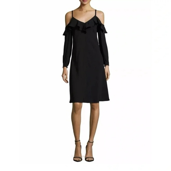 ALC Felicia Cold Shoulder Ruffled Long Sleeve Black Dress Size 4 - Picture 1 of 6